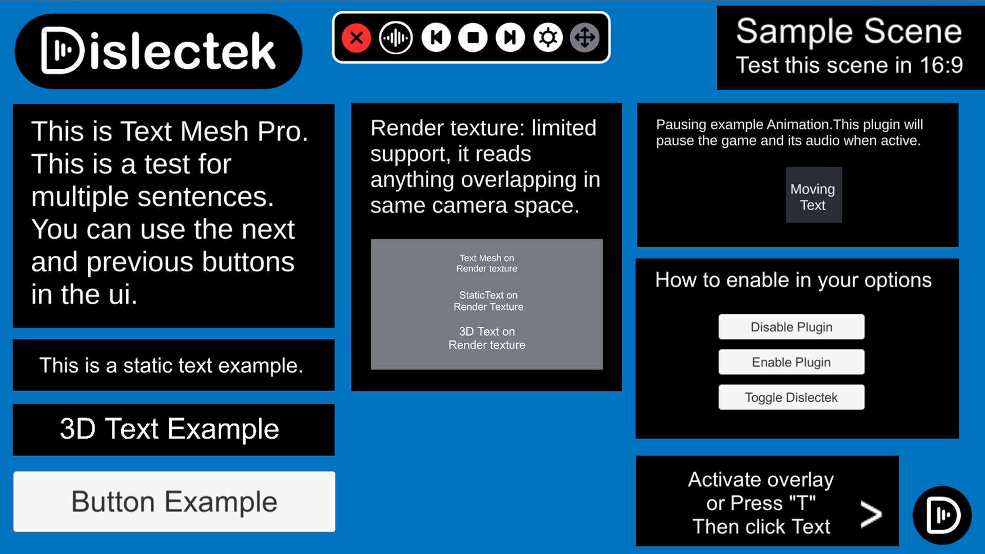 DiSLECTEK Sample Scene